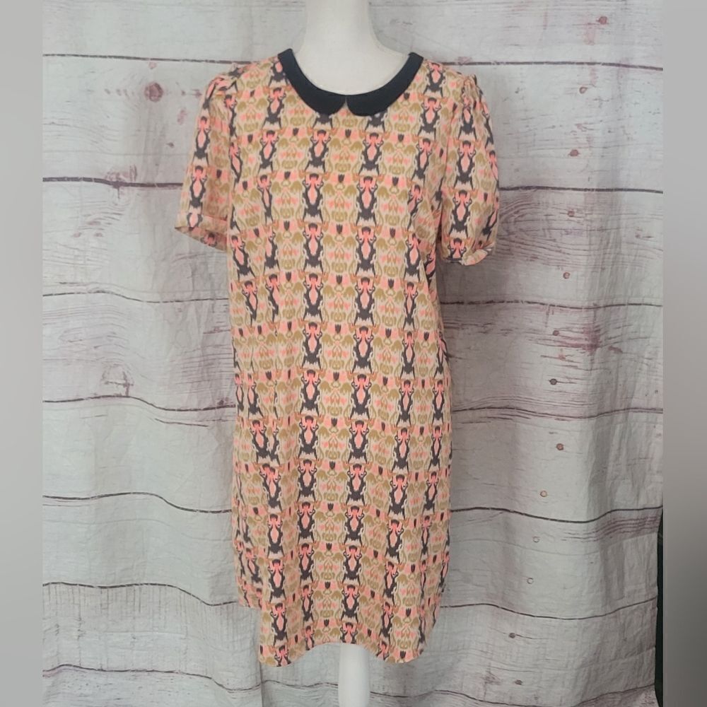 Maison Scotch Print Dress With Peter Pan Collar Size 10‎